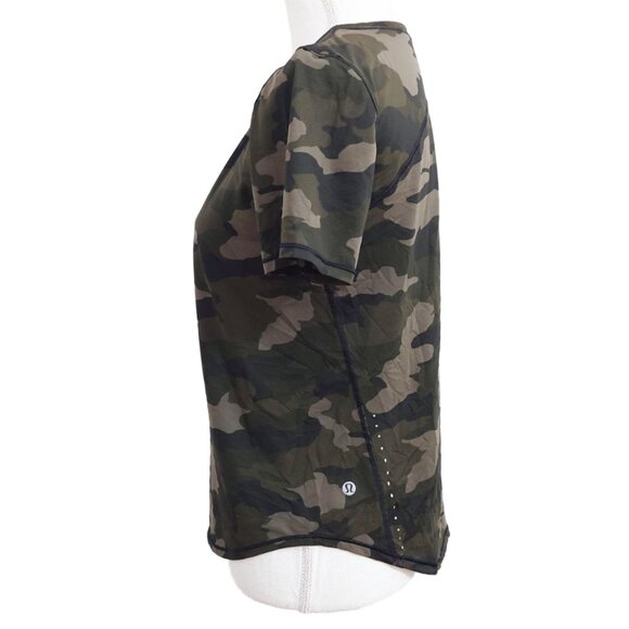 Lululemon High Neck Running and Training T-Shirt Heritage 365 Camo Medium Olive - Picture 7 of 10